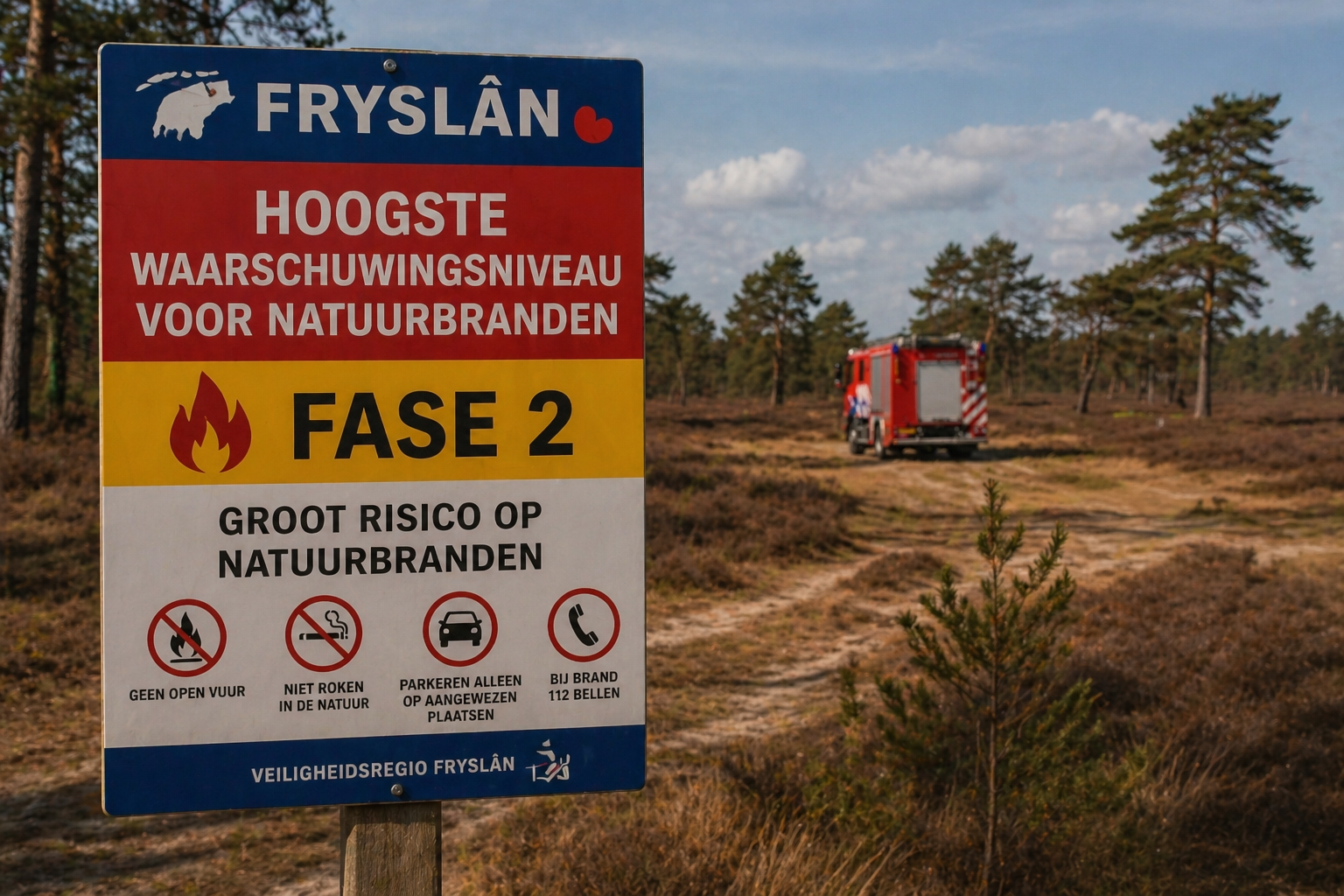 Hoogste waarschuwingsniveau voor natuurbranden in Friesland van kracht