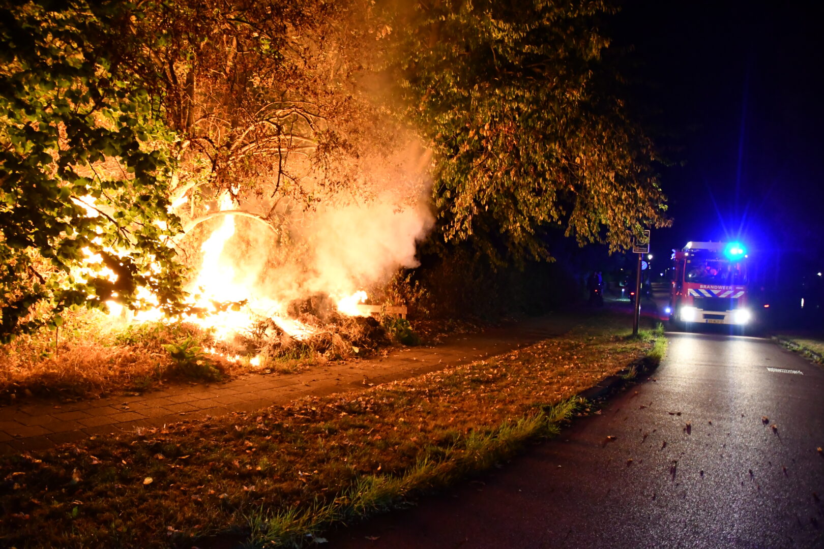 Bosschages in brand op de Dokkumertrekweg