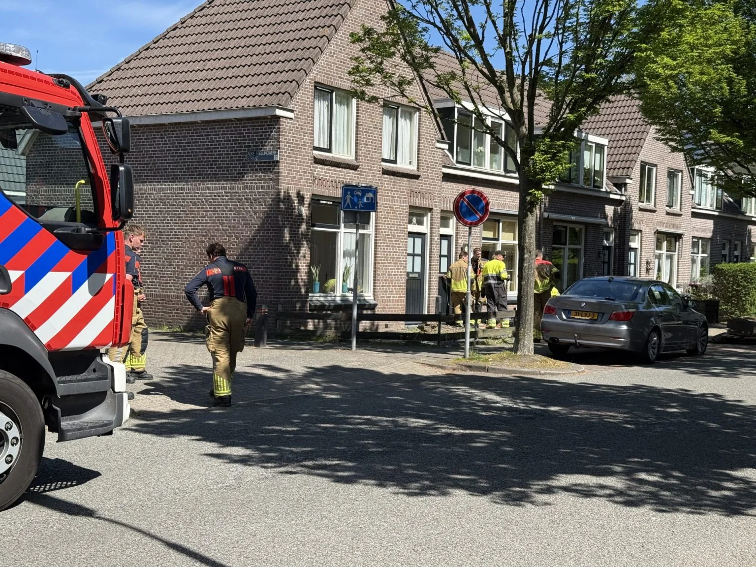 Gaslek in voortuin door werkzaamheden