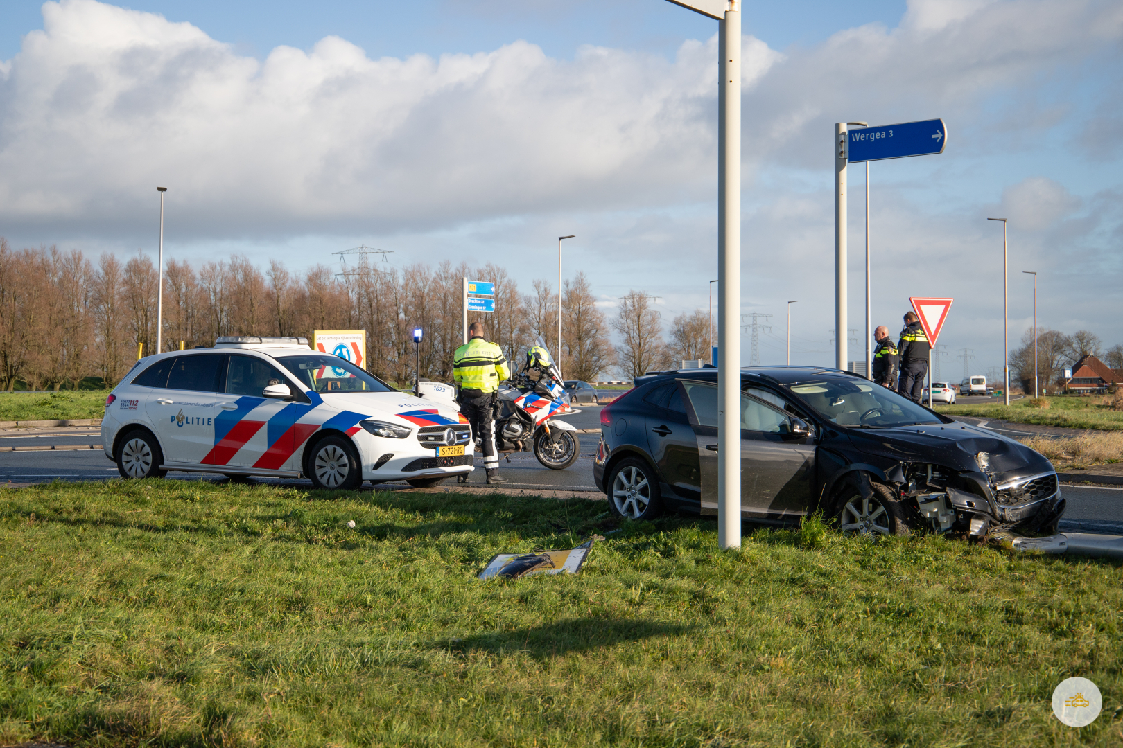 Lantaarnpaal gesneuveld bij botsing