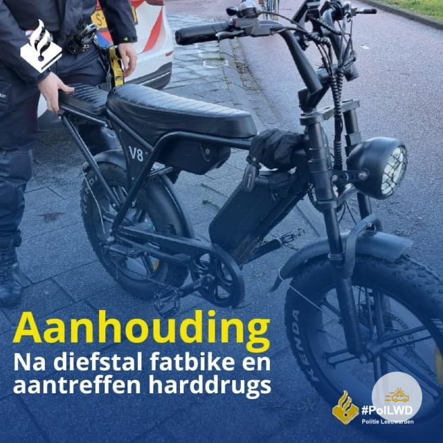 44 jarige Leeuwarder opgepakt voor diefstal fatbike en bezit harddrugs