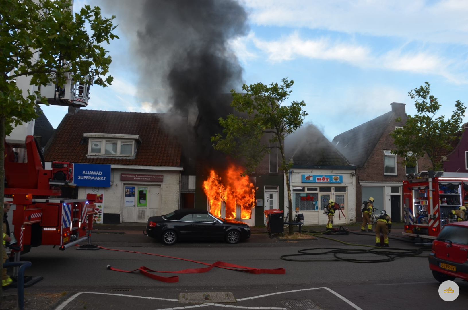 Grote brand in pizzeria