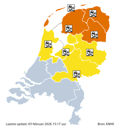Code oranje Kans op verraderlijke gladheid, vooral in het Noorden